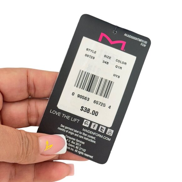 Maidenform Womens 34B Black & White Dotted Demi Coverage Push-Up Bra With Tags - Picture 5 of 11